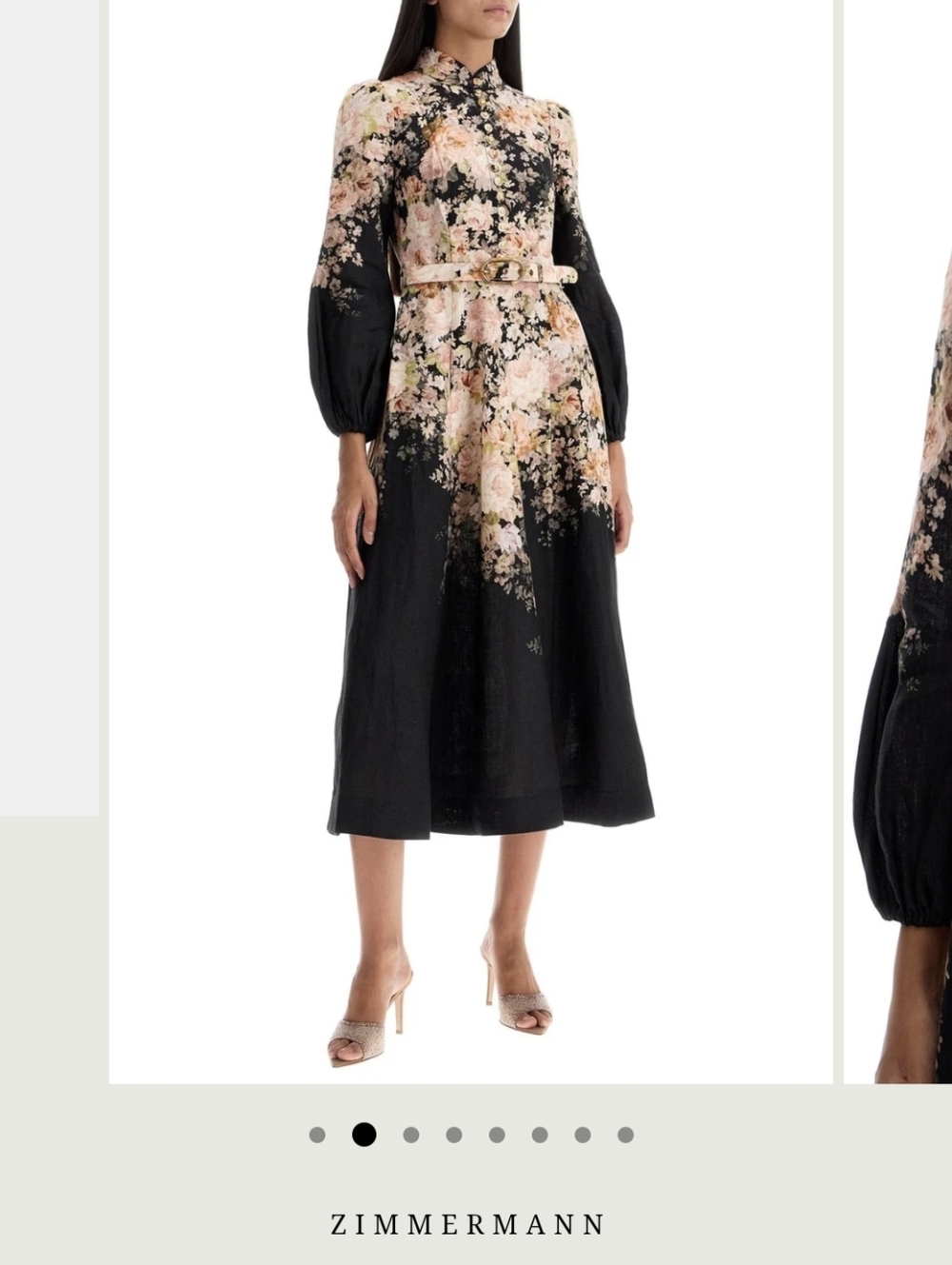 Zimmermann Black Midi Dress with Pink and Cream Floral Print. Zimmermann Size 1